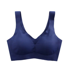 Women Seamless Ice Silk Bra Removable Chest Pad Lifting Bralette Underwear
