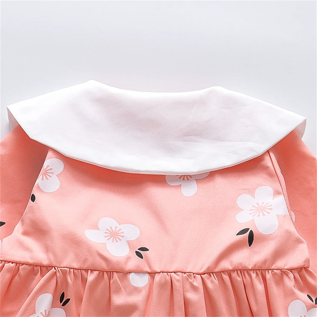 Spring And Autumn Baby Jacket Children'S Long Sleeved Clothing Little Girl Sweet Flower Bow Collar Cotton Windbreaker