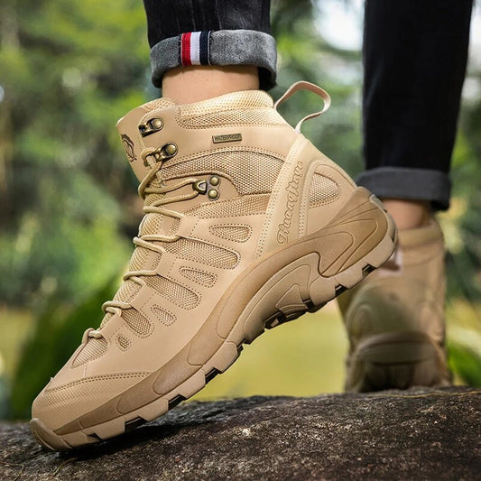 Mens Military Boots Outdoor Leather Hiking Boots Army Special Force Desert Combat Boots