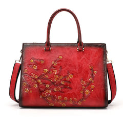 Vintage Embossed Women Shoulder Bag Leather Top-handle Bags Ladies