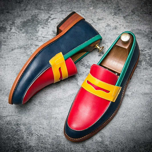 Men Formal Classic Smile Designer Leather Shoes Fashion Solid Color Loafers