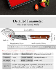 3.5'' Inch Paring Kitchen Knife Handmade Damascus Steel Rosewood Handle