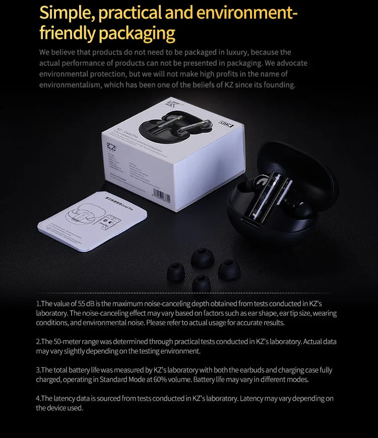 KZ Carol Pro TWS Bluetooth Earbuds True Wireless Active Noise Reduction 6 Mics Waterproof Earplugs LDAC SBC Audio