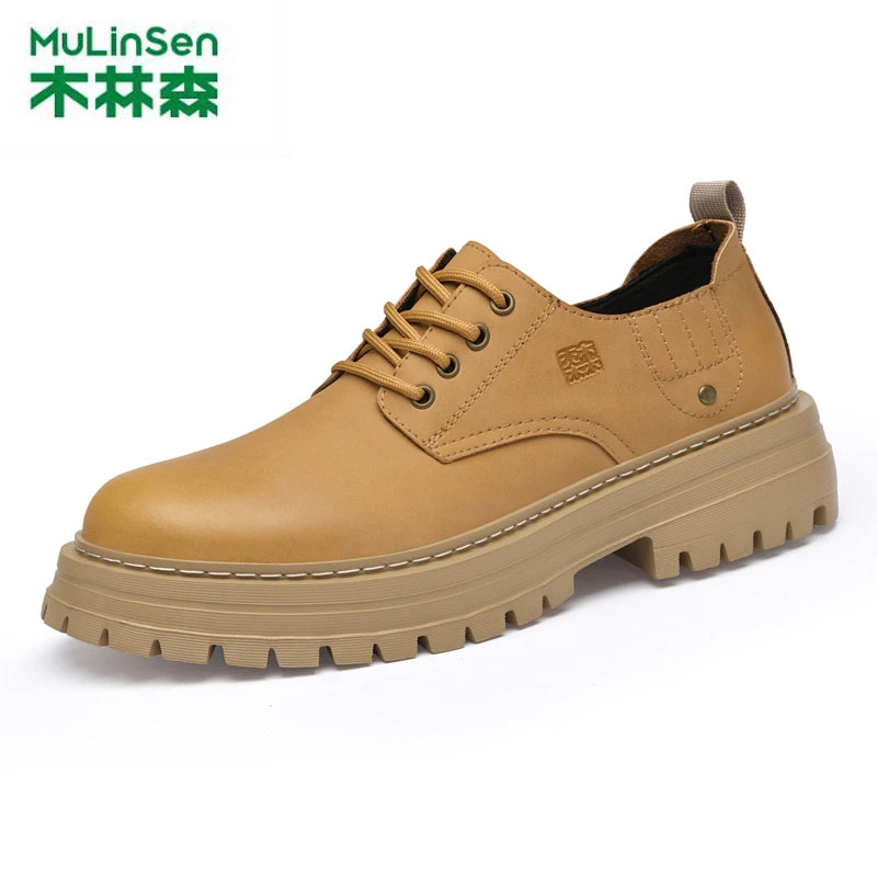 2025 Summer New Shallow Ankle Boots for Men, Retro Baguette Top Layer Cowhide Genuine Leather Handmade Men's Leather Shoes