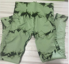 Women Tie Dye Hollow Out Leggings Sports Yoga Pants Fitness Sportswear