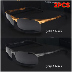 Sport Sunglasses Polarized Men UV400 Rectangle Gold Outdoor Driving Sun Glasses