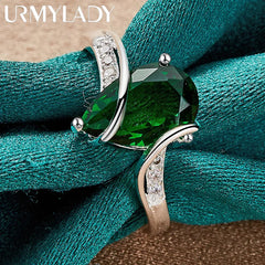 925 Sterling Silver Water Drop Turquoise 7-10# Ring For Women Wedding