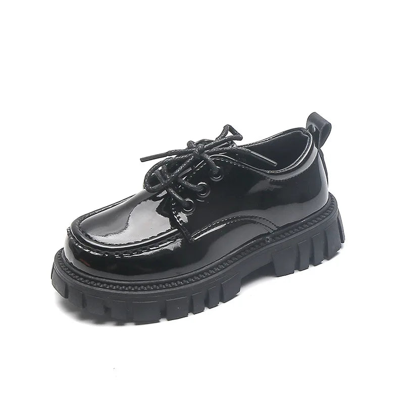 Girls Boys Leather Shoes Solid Black Kid Shoes Spring Autumn Baby Casual School Shoes
