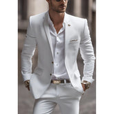 Prom Suits for Men: White Men Suits Two Piece Fashion Notch Lapel Single Breasted Suit
