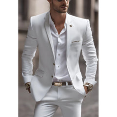 Prom Suits for Men: White Men Suits Two Piece Fashion Notch Lapel Single Breasted Suit