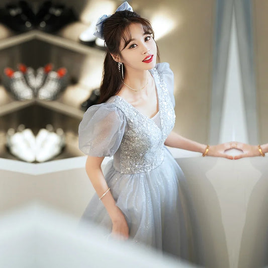 Homecoming Dresses: Evening Prom Dresses for Women Sparkling Puff Sleeve