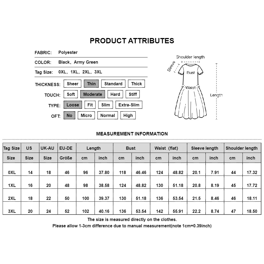 Plus Size Dress for Women Clothing Summer Large Size Short Sleeve Shirt Skirt