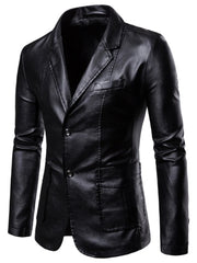 Men Slim Autumn Causal Vintage Leather Jacket Coat Men Design Motorcycle