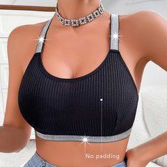 Ribbed Sportswear Fitness Women Underwear Yoga Tanks Top Backless Lingerie
