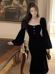 Evening Dresses: Fashion Lantern Sleeve Mermaid Party Dresses Women