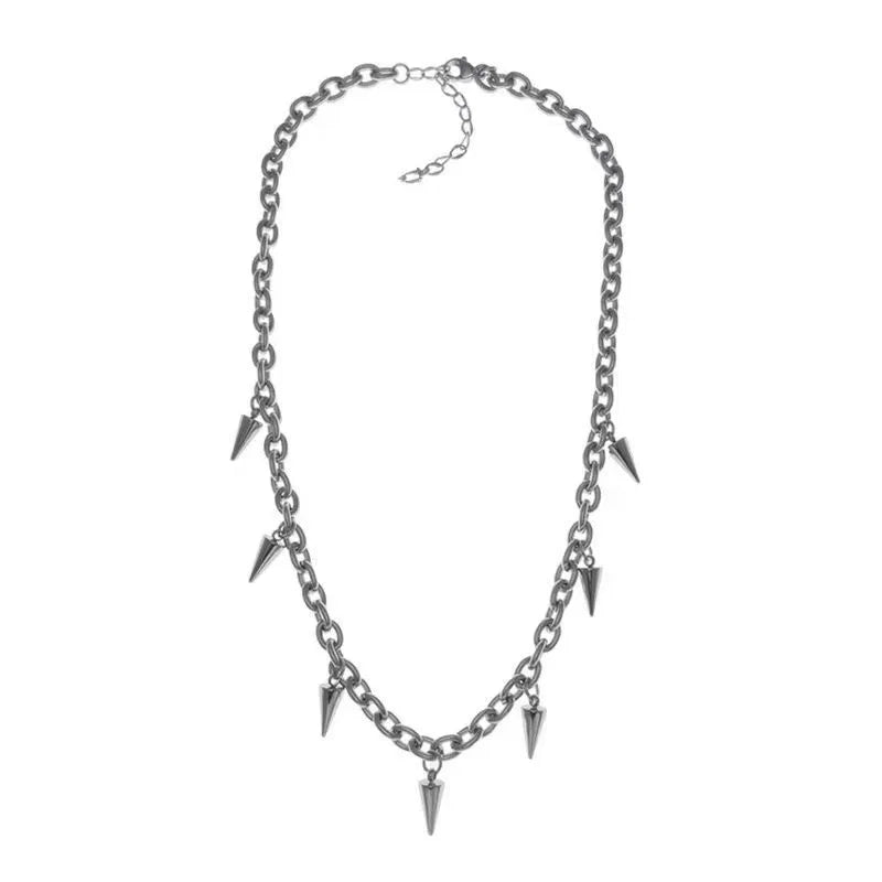 Stainless Steel Punk Aesthetic Stud Necklace Men Choker Cool Hip Hop Women Rivet Pendant Necklace Gothic Jewelry Gifts