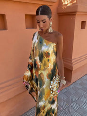 Evening wear Dresses: Women Colorful Tie Dyed Striped Print Long Dress