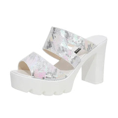 Womens Comfortable Heels: Block Size Platform Slippers Women Shoes High Heels