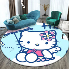 Sanrio Hello Kitty Cute Cartoon HD Printed Round Carpet,Balcony Bedroom Living Entrance