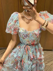 Evening wear Dresses: Sweet Patchwork Mesh Dress For Women