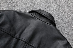 leather jacket casual denim leather coat leather coat PU washed leather, leather soft