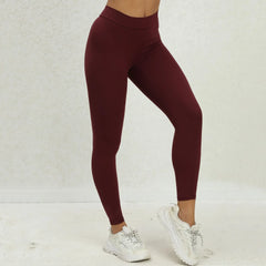 Seamless Yoga Sets Sports Fitness High V Waist Peach Hip-lifting Skinny Running