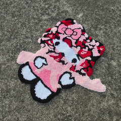 Cartoon Anime Pink Soft Tufted Rug 3D Irregular Plush Kawaii Girls Bedroom Bedside