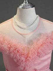 All Seasons Tween Girl Wedding Season Flower Girl Dress Ruffle Design Elegant Formal Dress For Party And Birthday Kids Clothes