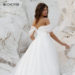 White Bridesmaid Dresses: Wedding Dress Off the Shoulder Simple Bride Gown Beach