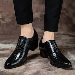 Men's Heel shoes Formal Leather Brown Men Loafers Dress Shoes Fashion Mens