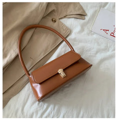 Women's Shoulder Bag Simple Solid Colour Handbag Vintage Underarm Bag