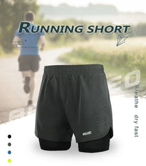 Men's Running Shorts Outdoor Sports Training Exercise Jogging Gym Fitness 2 in 1