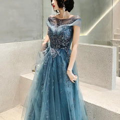 Homecoming Dresses: One-shoulder Evening Dresses Boat Neck Appliques