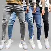 Mens Black Jeans Slim Fit Quality Gray Casual Male Jeans Pants Skinny Fit