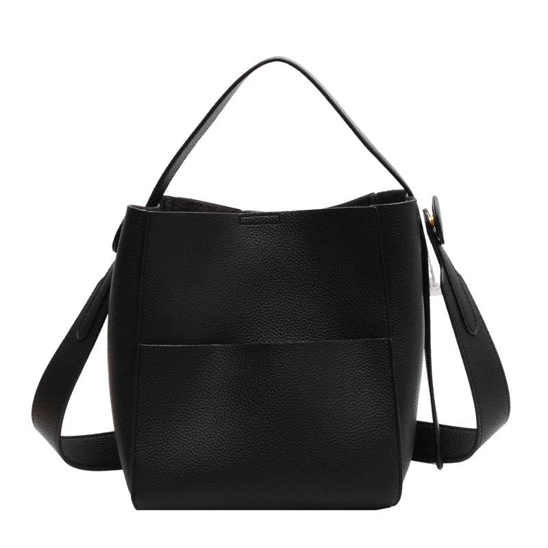 Wide Strap Message Handbag Women Shoulder Bags Leather Soft Casual