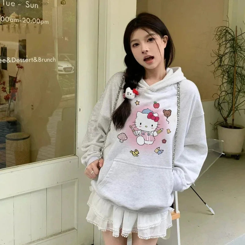 Y2K Style Women's Hoodie Clothes with Lots of Korean Reviews Cute Sanrio Hello Kitty