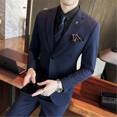 Men Suits for Wedding Prom 3 Pieces / Set Big 7XL Slim Fit Blazer Sets