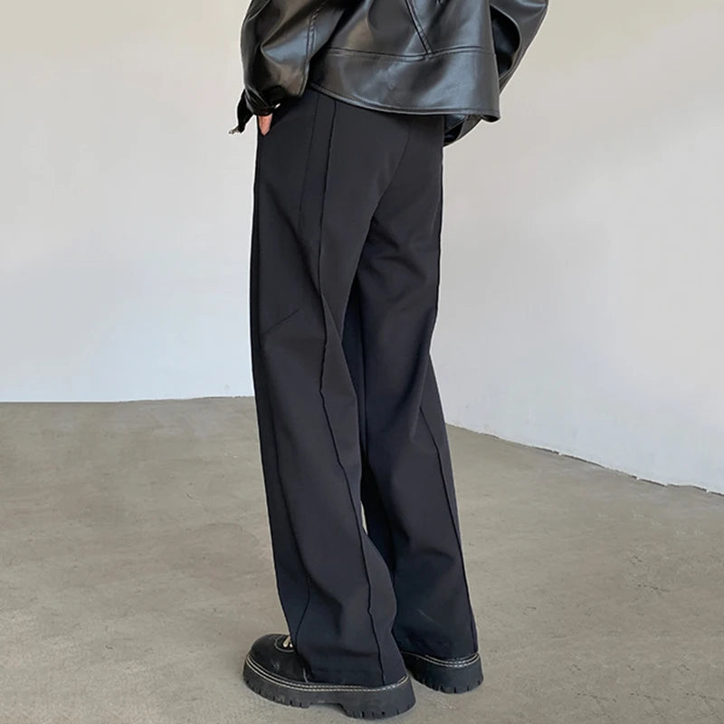 Men Causal Wide Leg Suit Pants Fashion Men's Straight Trousers