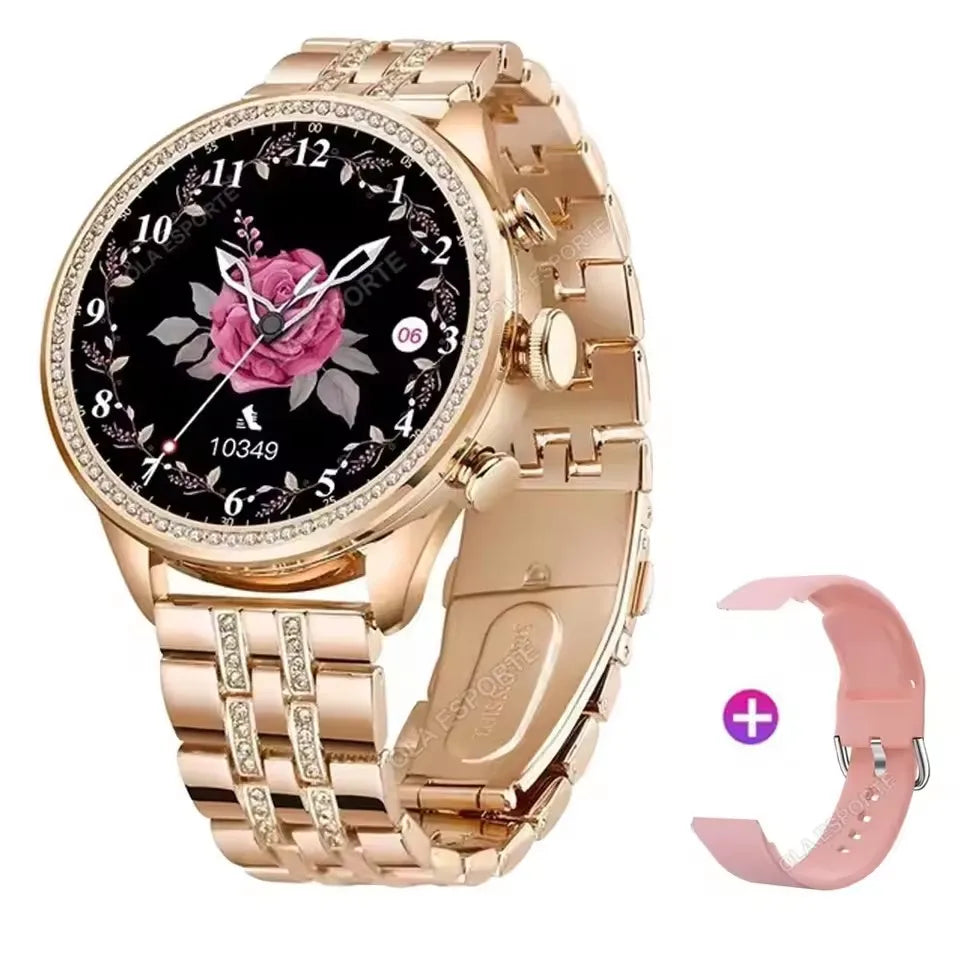 Women Smart Watch Double Strap Heart Rate Sleep Monitoring Wireless Call Voice Assistant Waterproof Smartwatch For Android IOS