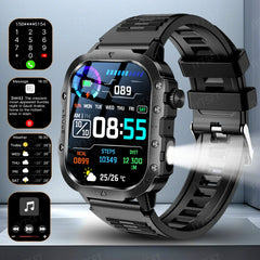 LAXASFIT 2025 New Military Smart Watch Men Outdoor Sports Fitness Tracker Health Monitoring 2.01Inch Bluetooth Calls Smartwatch