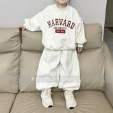 Children Clothing Fashion Simple Letter Printing Set 2024 Winter New Boys and Girls Loose Casual Thickened Hoodie Two Piece Set