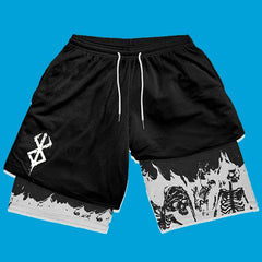 Y2K Summer Men Streetwear Anime Berserk Oversize Active Athletic Gym Short Pants