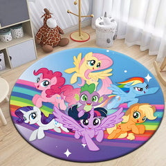 My Little Pony Printed Round Carpet for Living Room Rugs Camping Picnic Mats Flannel