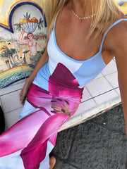 Tossy Spaghetti Strap Lily Floral Slip Dress Summer Casual Printed Maxi Dresses Backless