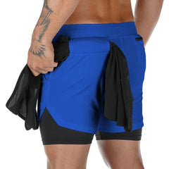 Running Shorts Men 2 In 1 Double-deck Quick Dry GYM Sport Shorts Fitness Jogging