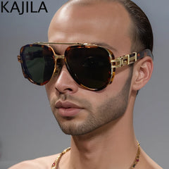 Sunglasses Men Brand Oval Metal Frame Steampunk Sunglasses