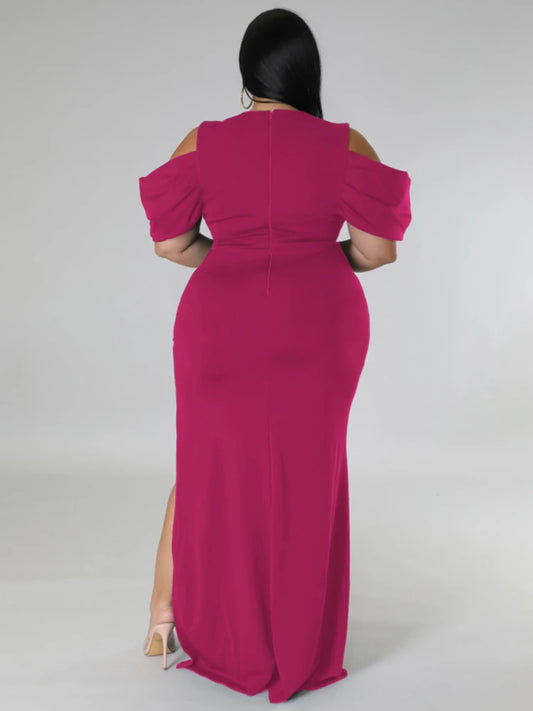 Long Prom Dresses V Neck Cold Shoulder Empire Curvy Lady Evening Birthday Wedding