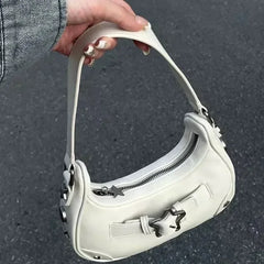 Vintage Belts Deco Women Shoulder Bags Designer Armpit Bag Punk Motorcycle Bag