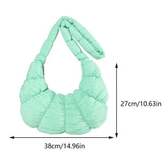 Bag Large Capacity Crescent Bag for Women's Solid Color Puffer Trendy Shoulder Bag