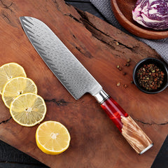 Damascus Santoku Knife 7 inch VG10 Steel Razor Sharp Kitchen Knife Japanese